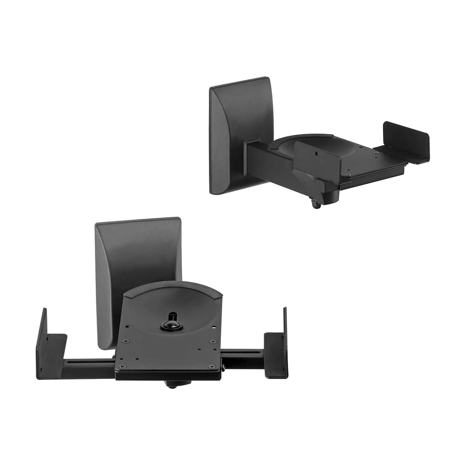 Dual Side Clamping Bookshelf Speaker Wall Mounting Bracket Adjustable for Large Surrounding Sound Speakers, Hold up to 25kgs Each Black SPM201 (2 Packs)