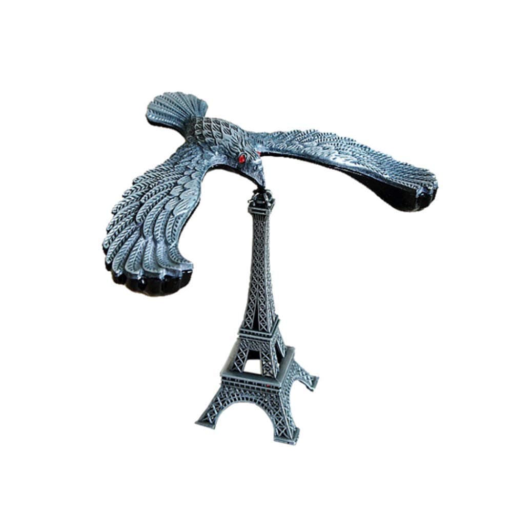 PROW® Simple Retro Silver Balance Eagle Gravity Self Balance Toy Eiffel Tower Balancing Bird Stress Toy Alloy Iron Office Crafts Home Decoration Statue Sculpture Personalised Gifts