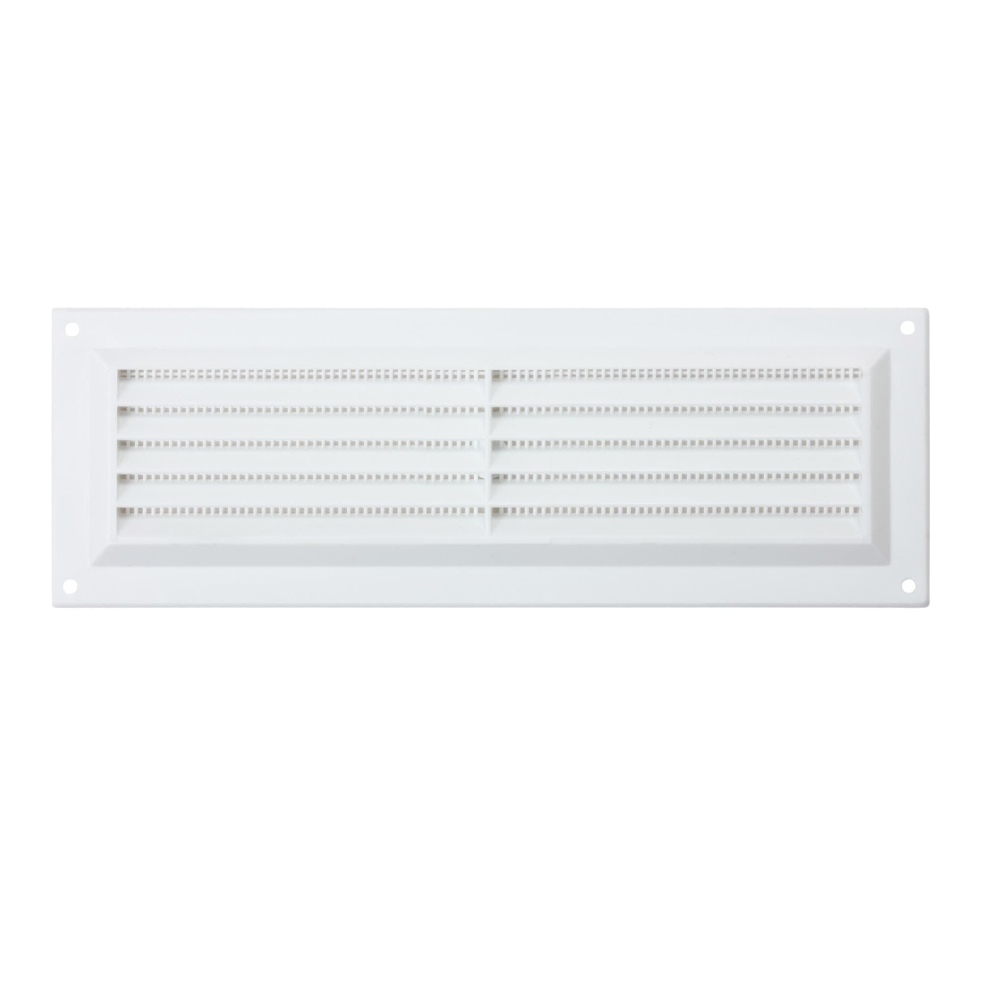 Map Plastic Louvre Air Vent with Flyscreen, White, 9" x 3" (229mm x 76mm), Single Brick Cover for Interior & Exterior Use