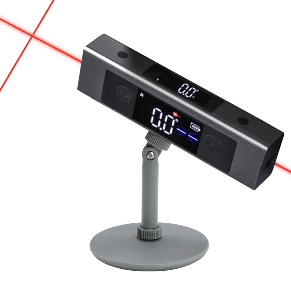 Protractor Digital Inclinometer, Angle Measure L-as-er Ruler, with Bi-directional Red Light Marking, Dual-Screen Angle Finder, Multifunctional Device Precise Professional (Dual L-as-er + Stand)