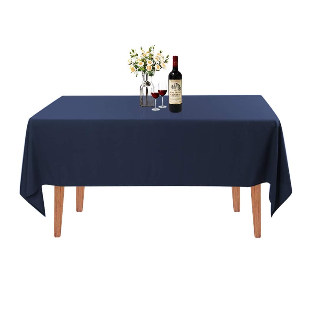 Rectangle Tablecloth - 60 x 102 Inch - Navy Blue Rectangular Table Cloth for 6 Foot Table in Washable Polyester - Great for Wedding, Restaurant, Party, Banquet Decoration