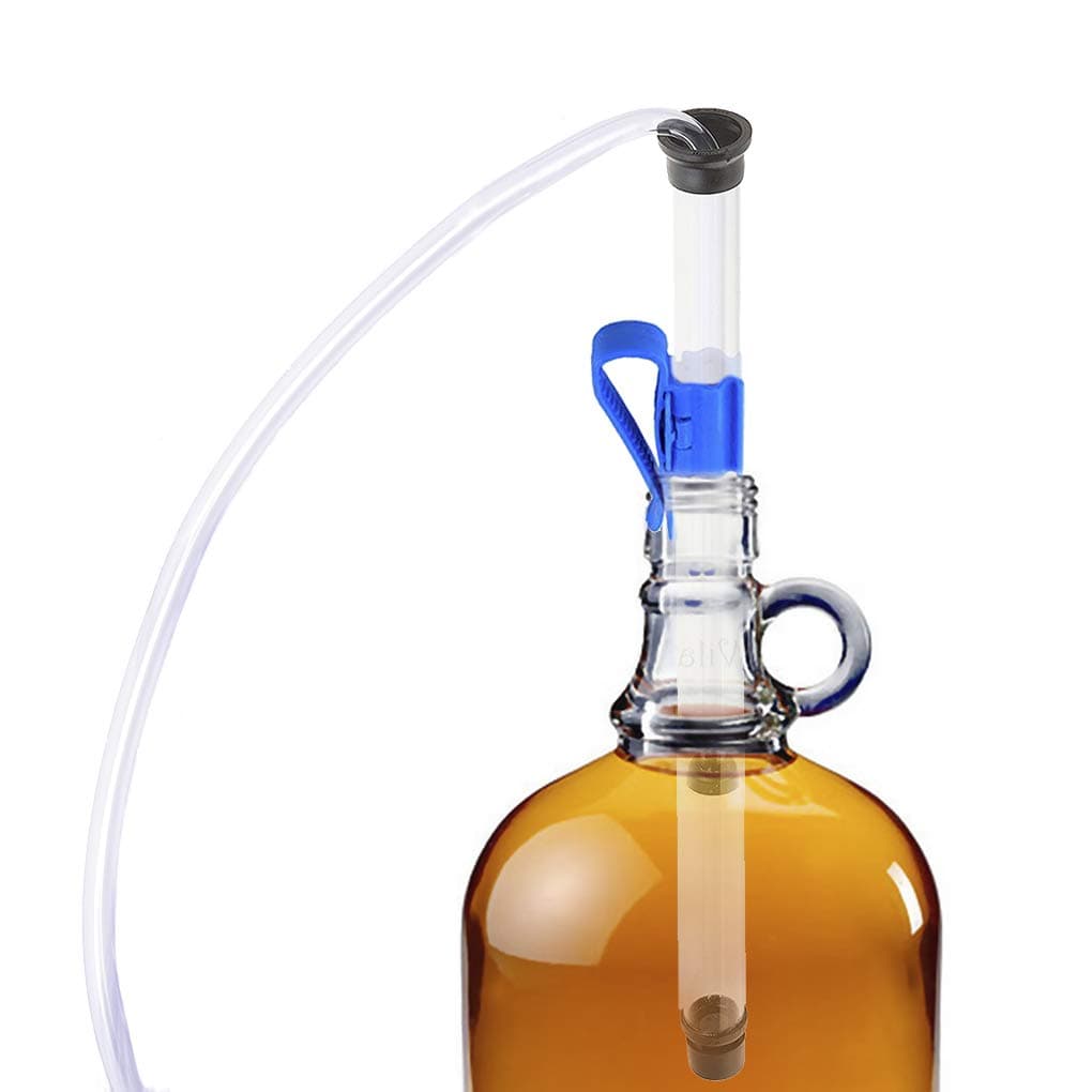 Vila Siphon Pump for Brewing, Includes Glass Tube Pump with Blue Clamp, Clear Tubing with 0.6" diameter, Automatic Siphon Pressure Booster for Home Brewing, Suitable for Small Jars and Bottles