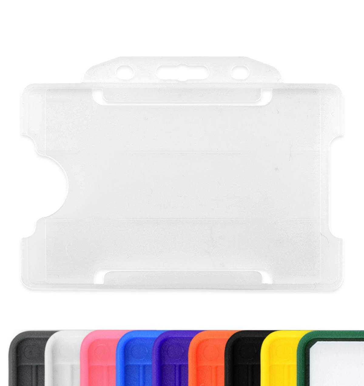 CKB LTD 100 x Single Sided Rigid ID Card Holders for Landscape ID Cards Plastic for 86mm 54mm CR80 Credit Card Size (Clear, Pack of 100)