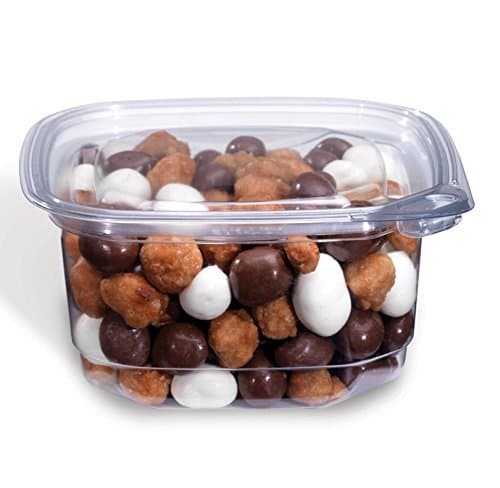 EV1-12, 12 Oz Evolutions Tamper-Resistant Clear Square Deli PET Base with Lid, Take Out Disposable Catering Food Containers with Matching Lids (50)