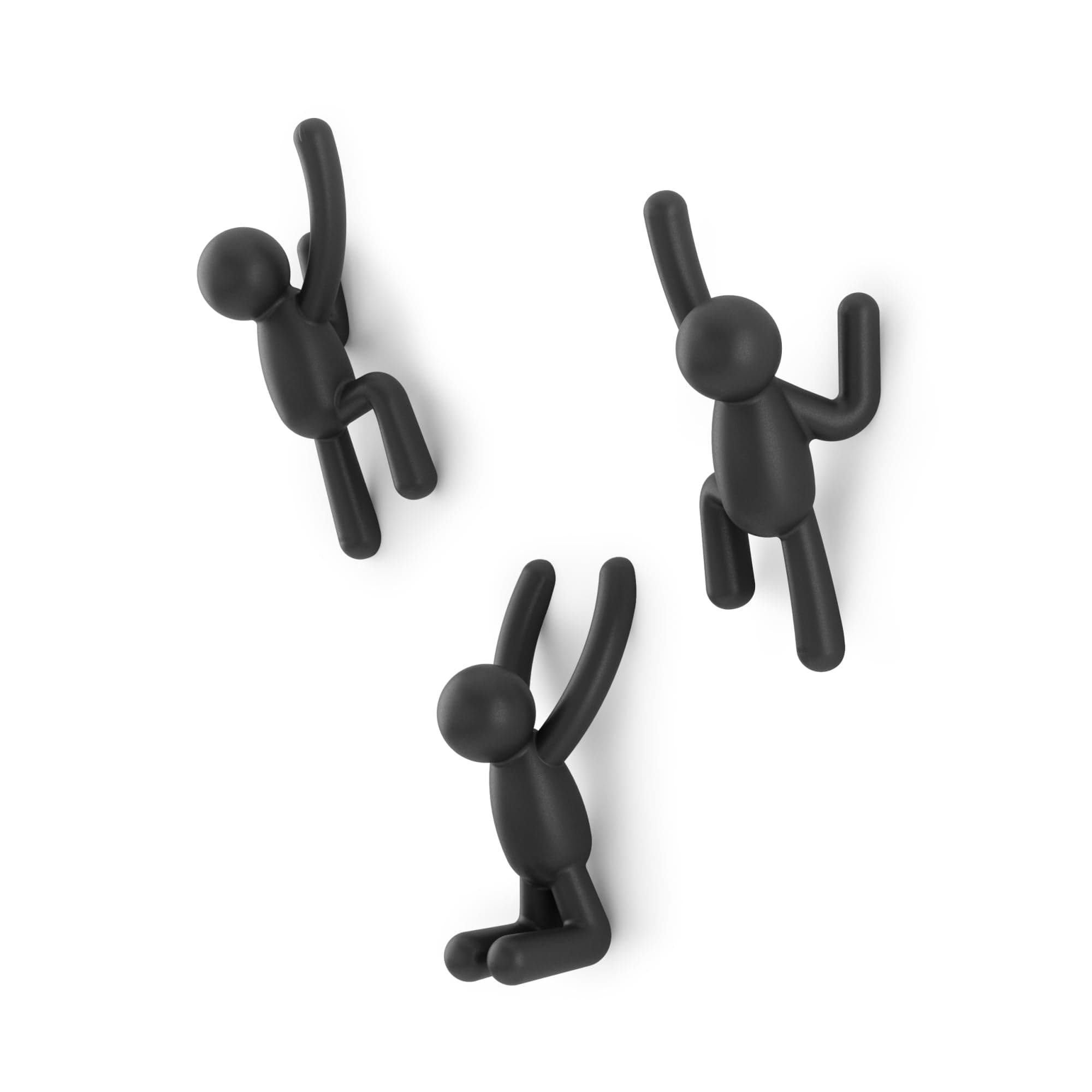 Umbra Buddy Wall Hooks – Decorative Wall Mounted Coat Hooks for Hanging Coats, Scarves, Bags, Purses, Backpacks, Towels and More, Set of 3, Black
