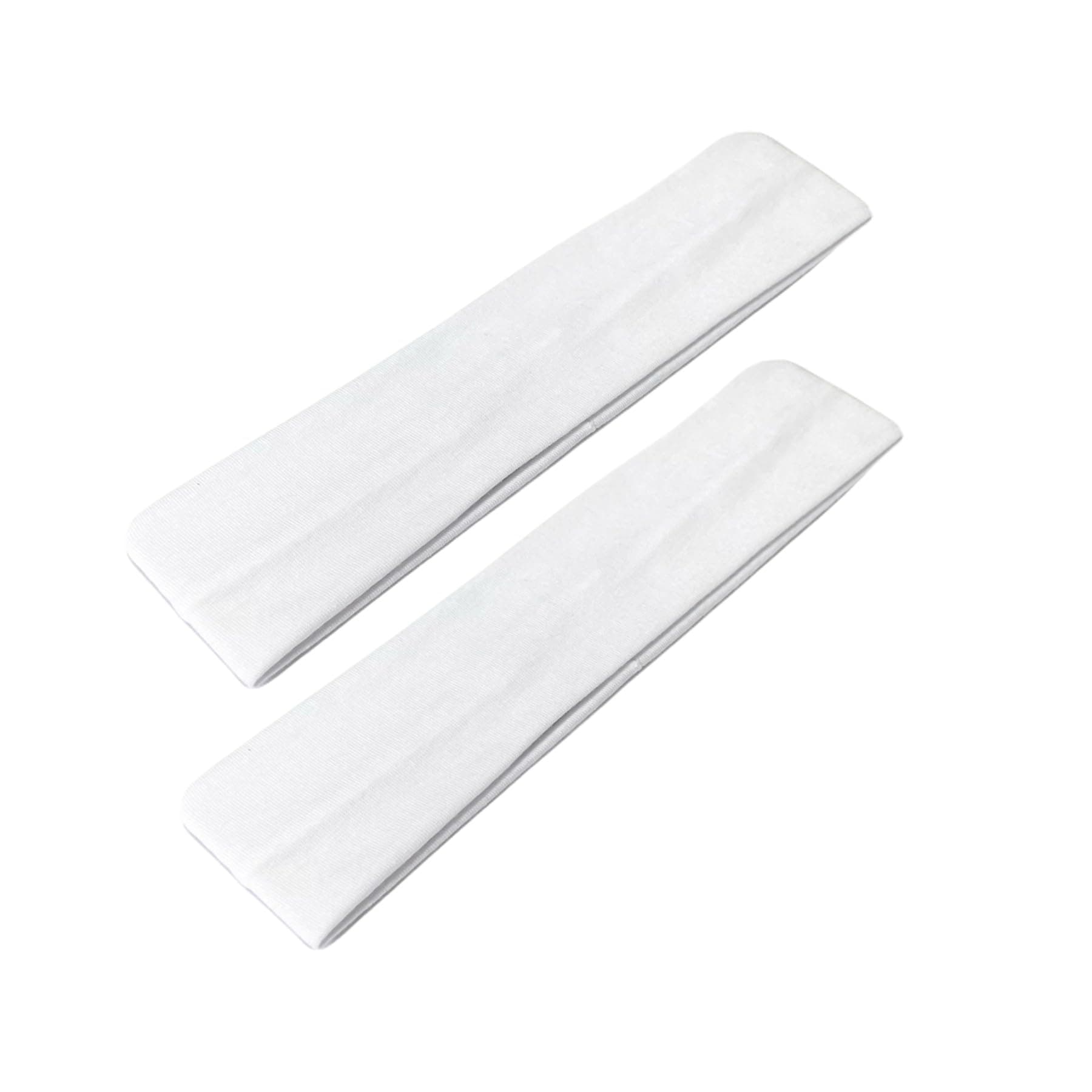 WESTEND CHOICE 5cm Wide Headbands 2 Pack Plain Stretchy Kylie Head Band Bandeau Unisex Headbands for Women & men Soft Hair Band Gym Exercise Yoga Headband (White)