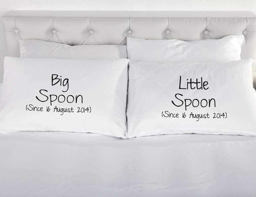 60 Second Makeover Limited Personalised Big Spoon Little Spoon Spooning Since Novelty Pillowcase Pair of Pillowcases Pillow Case Gift Romantic Bedd