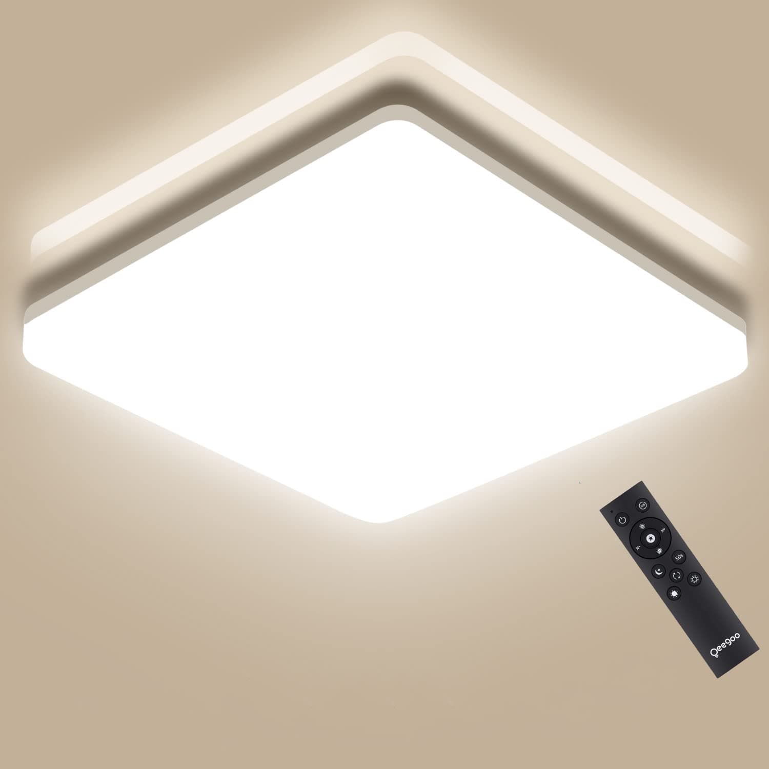 LED Ceiling Light 36W 3600lm 13Inch Square LED Flush Mount Ceiling Lighting Fixture Waterproof Square Ceiling Lamp for Bedroom, Living Room, Bathroom, Kitchen, 3000K-6500K Adjustable