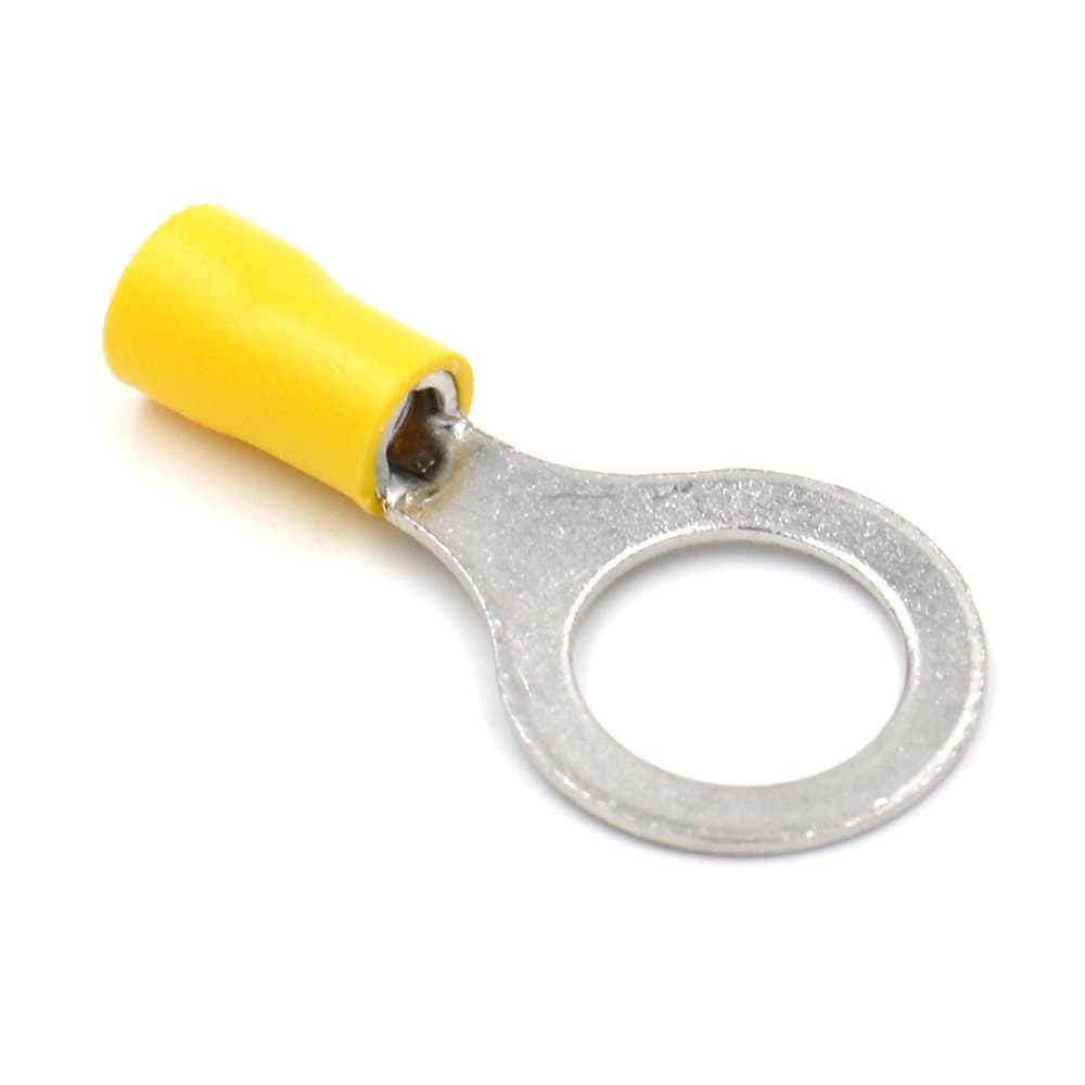 Balmann Ring Terminals Yellow M12 Hole Diameter 13 mm Crimp Connectors Insulated – For Electronics And Hobby – CABLE CLIPS PACK OF 50