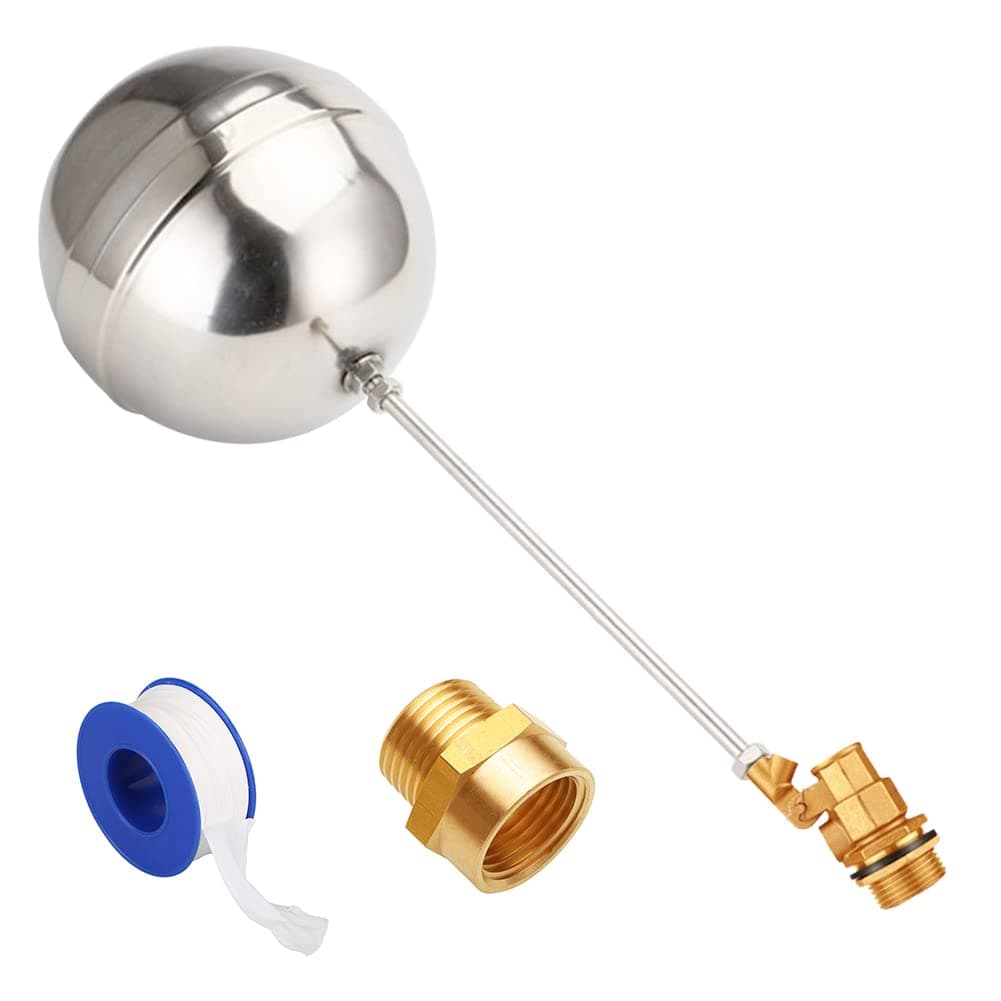 Uenede Float Ball Valve DN20 3/4" Male Thread Stainless Steel Floating Ball Brass Valve Automatic Switch for Stock Tank Pool Water Level Control