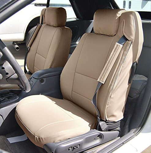 Iggee Designed for 1996-2000 Chrysler Sebring Convertible Beige Artificial Leather Custom fit Front seat Cover