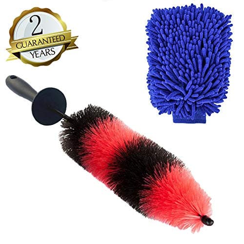 Pro Wheel Brush Kit,Soft Bristle Rim Brushes and Microfiber Wash Mitts,Easy Cleaning Wheel/Tire/Spoke/Engine Bay for Car Vehicle Motorcycle and Bike,Detailing Tools-ClawsCover