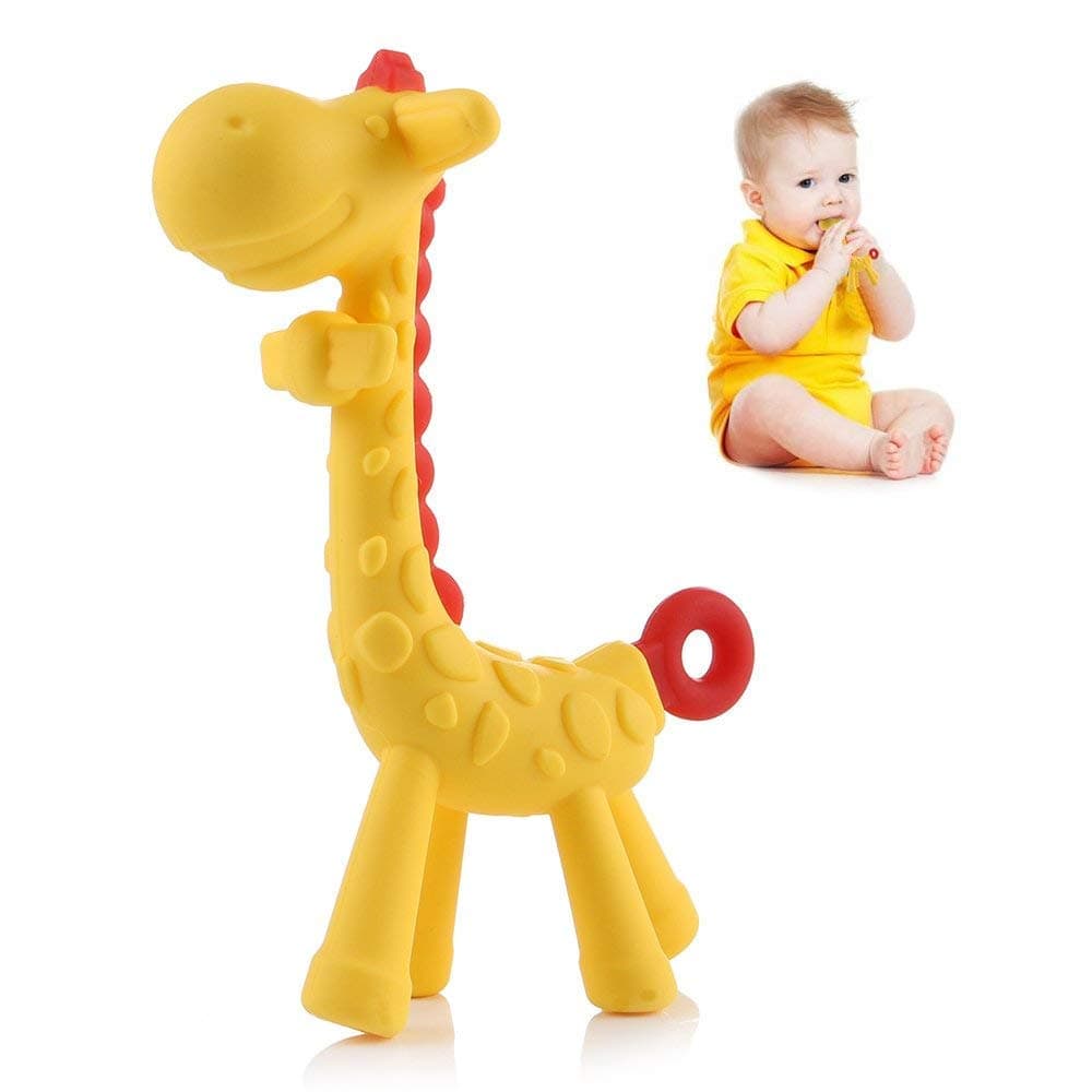 Moppets Baby Silicone Giraffe Teether In Storage Box (Yellow), Infant