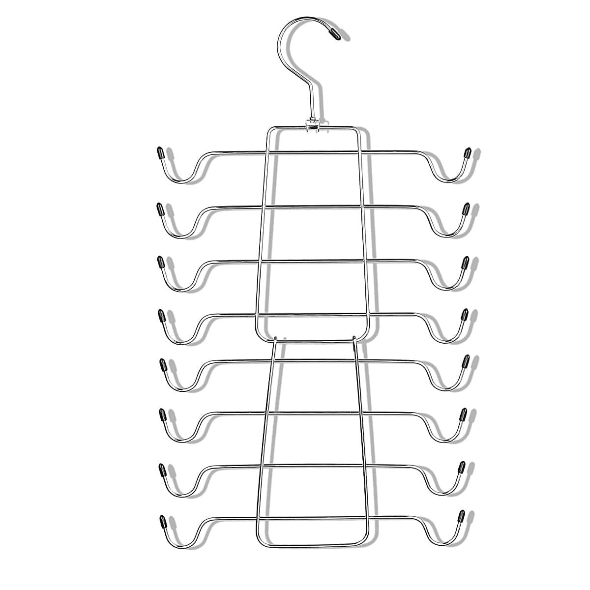 Szxc2 Pack Foldable Tank Top Closet Organizer Hangers - Keep Things Shaped - for Bras, Cami, Bathing Suits, Belts, Ties, Strappy Dress, Pajamas & More - Chrome with Black Vinyl - 360 Degree Rotated