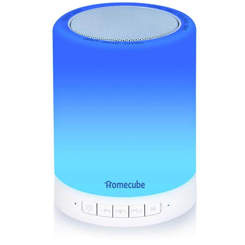 Portable Bluetooth Speaker Touch Lamp, Homecube Bedside Lamp with Dimmable Mood Night Light, Ideal Gifts for Women Men Teens Kids (White)