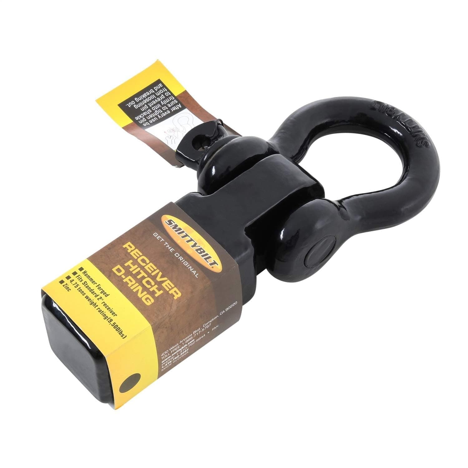 Smittybilt 29312B Receiver Hitch D-Ring with 3/4-Inch Shackle for 2-Inch Receivers