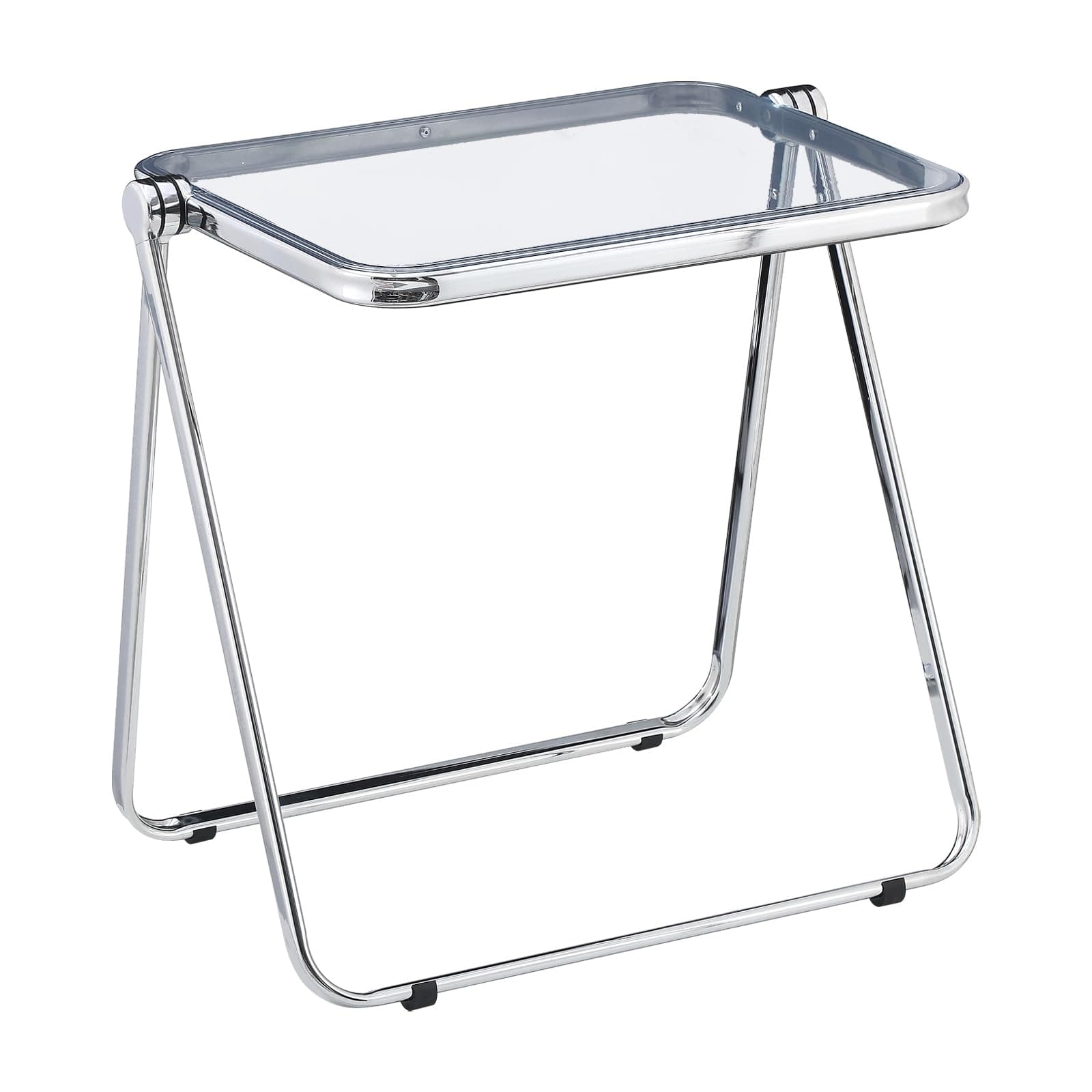 KAIHAOWIN Folding TV Tray Table Clear Acrylic Foldable Table No Assembly Required Tiny Desk for Home Office Side Table Small Computer Desk for Small Spaces-Clear