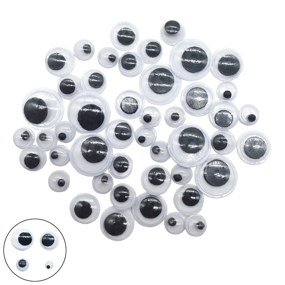 Googly Eyes with Self-Adhesive Small Wiggle Different Sizes 0.16Inches to 0.39Inches Plastic for DIY Crafts, Decoration, Doll and Plush Animal Making,Black and White 500 Pcs