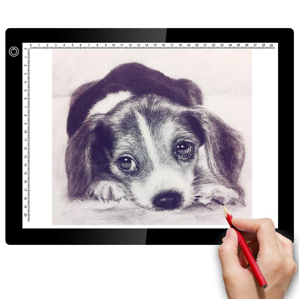 A4 LED Light Pad, Ultra Thin Portable LED Light Tracer, Full Range Dimmable with USB Power Cable for Artists, Sketching, Drawing, Tracing, X-ray Viewing