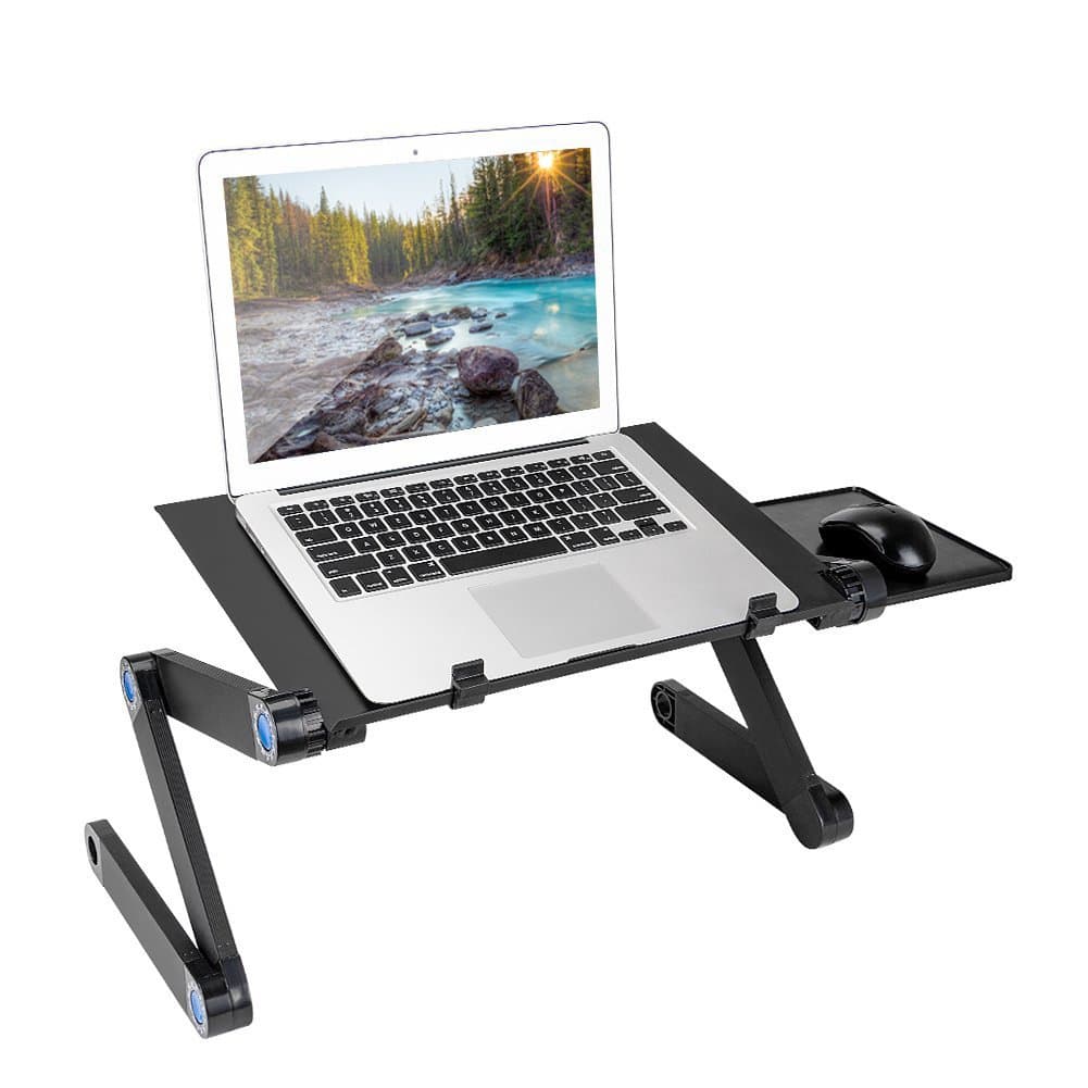 Laptop Desk, Portable and Adjustable Laptop Computer Table/Stand with Ventilation Holes and Mouse Pad in Bed/Couch/Sofa/Office/Carpet/Meadow
