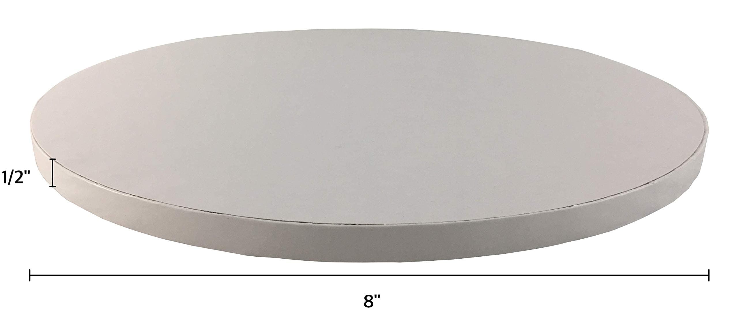 8 Inch Cake Board Drums Round, 6-Pack, White, Sturdy 1/2" Thick for Heavy Or Multi-Tiered Cakes
