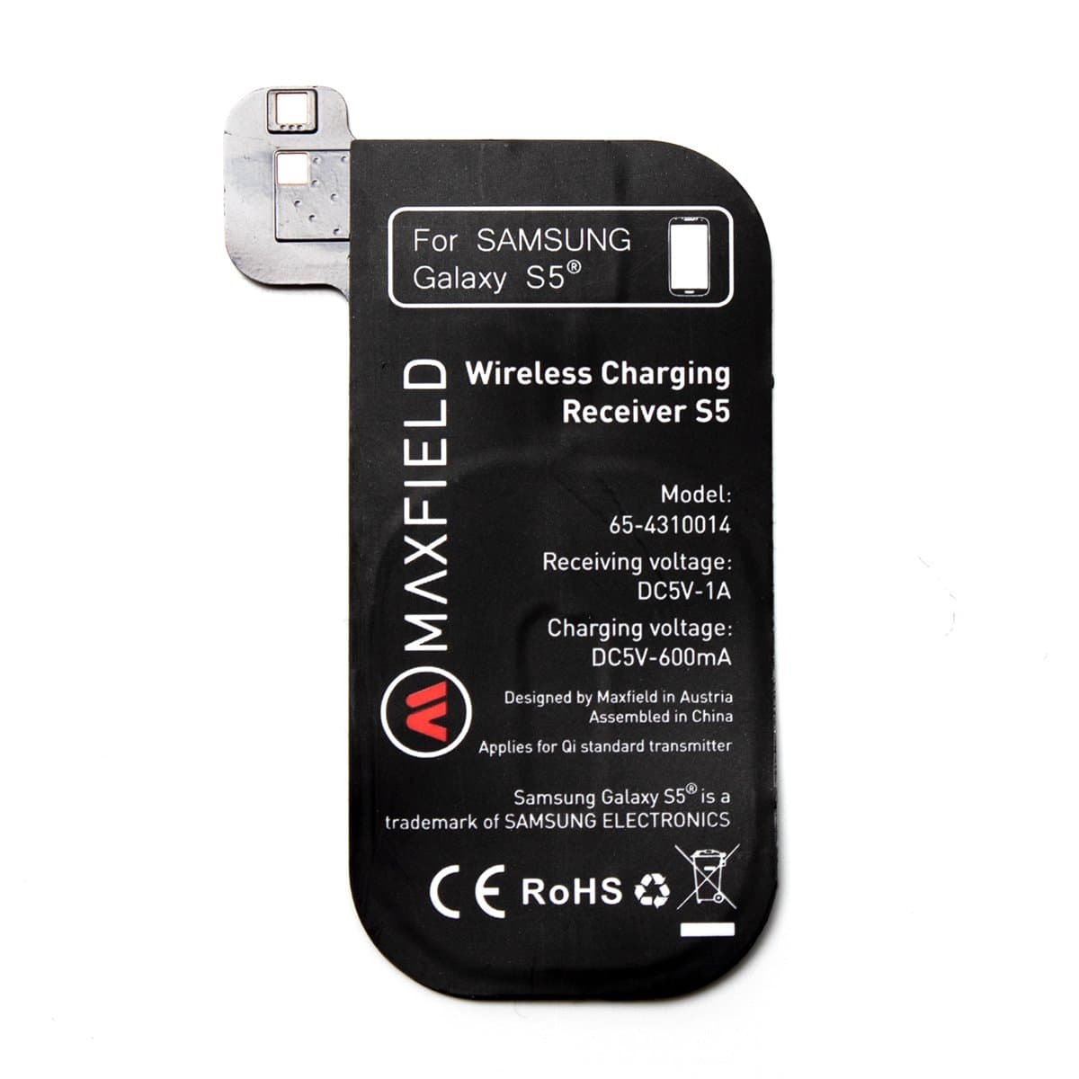 Maxfield Wireless Charging Qi Standard Wireless Charger Receiver Adapter Wireless Charging Pad Mini Charging Receiver for Samsung Galaxy S5