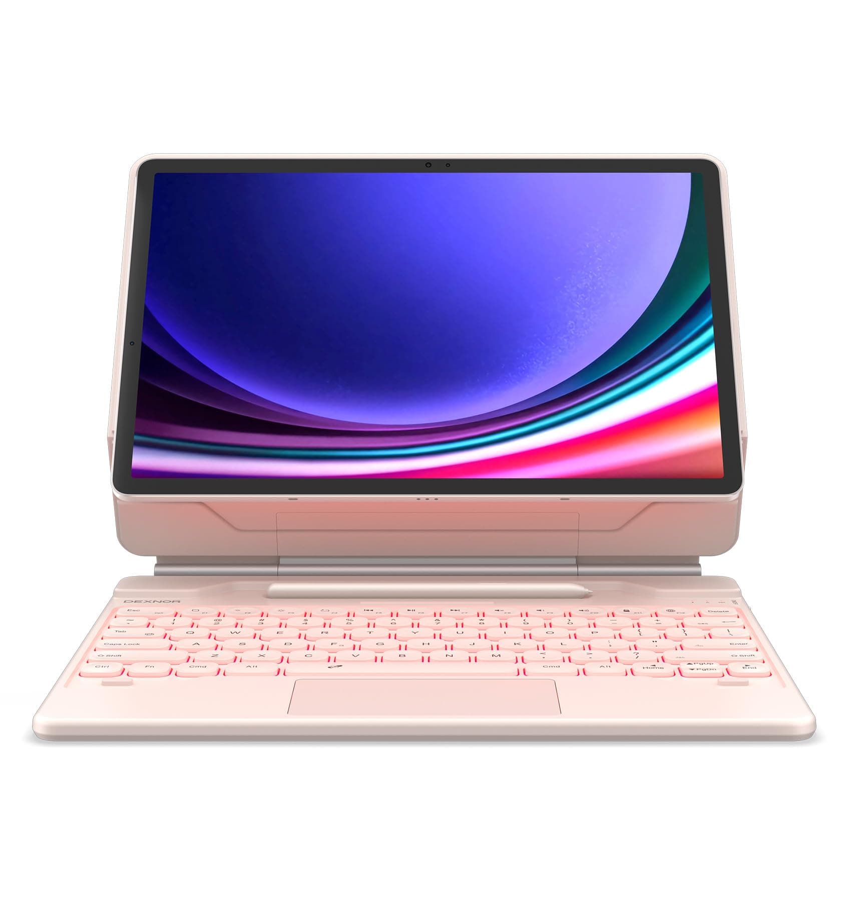 for Samsung Galaxy Tab S10+ Plus/S9+ Plus/S9 FE+ Plus/S8+ Plus/S7+ Plus/S7 FE Case with Keyboard 12.4" Floating Cantilever Magnetic Stand Multi-Touch Trackpad Backlit S Pen Holder - Pink