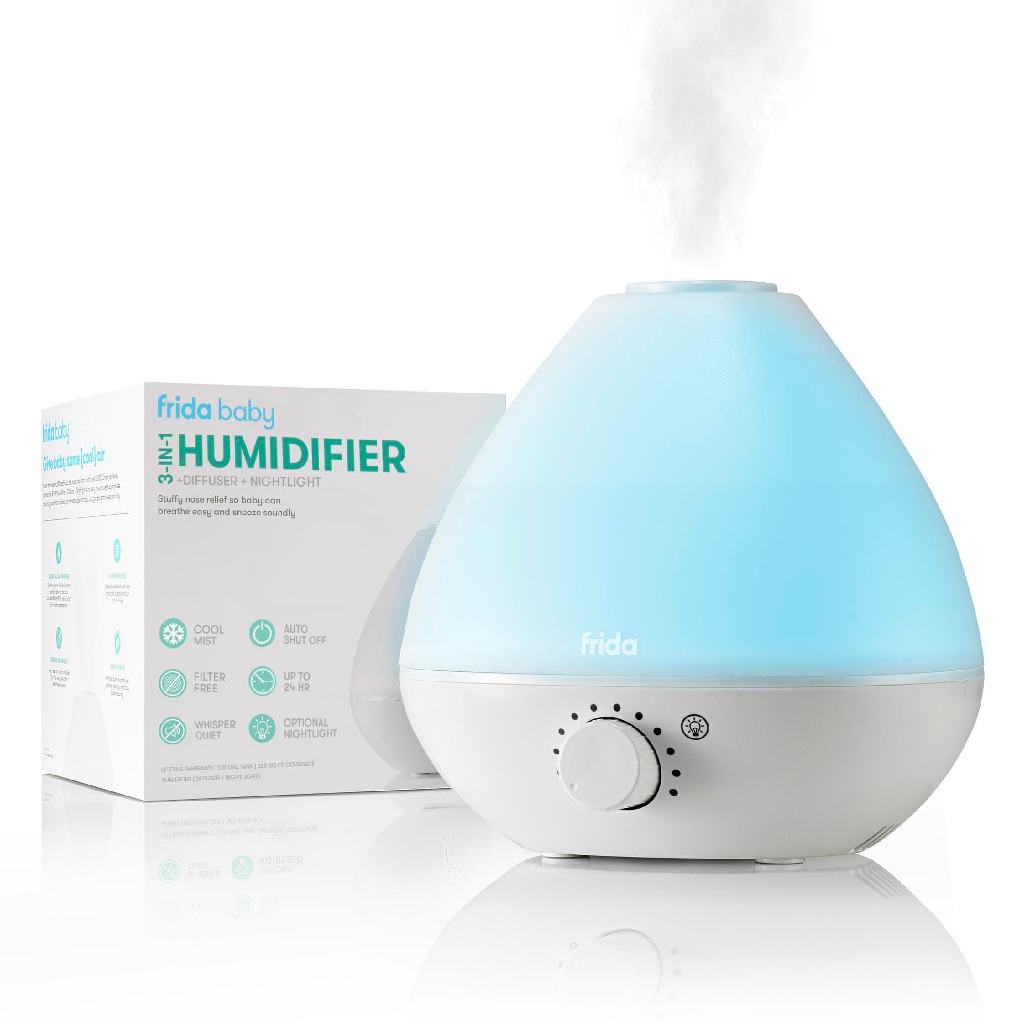 3-in-1 Cool Mist Humidifier for Baby | Diffuser + Nightlight, Baby Humidifier for Bedroom, Nursery + Large Rooms, Quiet, Auto Shut Off, Runs 12+ hrs