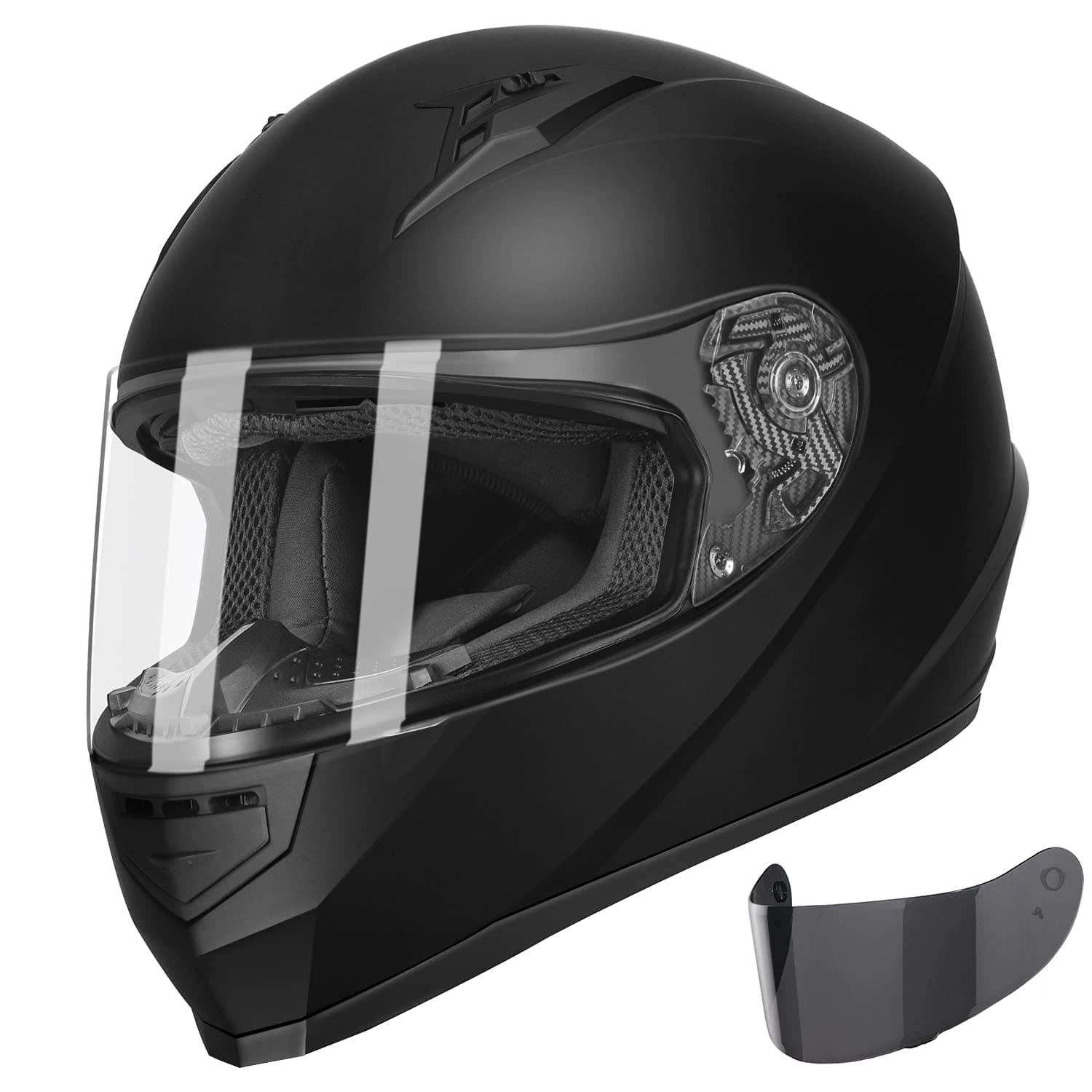 GLX GX11 Compact Motorcycle Helmet - Matte Black, Medium - Full Face w/ Tinted Visor, DOT Approved