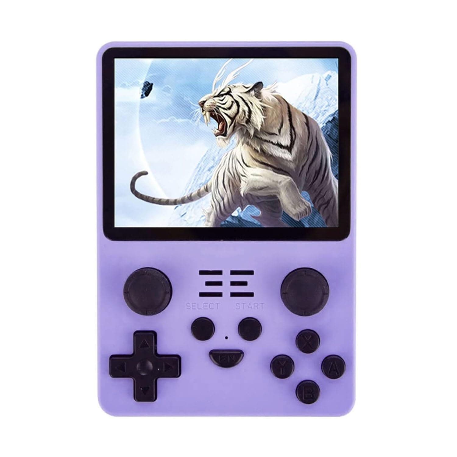 RGB20S Handheld Retro Game Console Pow Kitty Handheld Arcade Game with Built-in 16+64G Card & 15000 Games, 3.5 Inch IPS Screen Game Player (purple-)