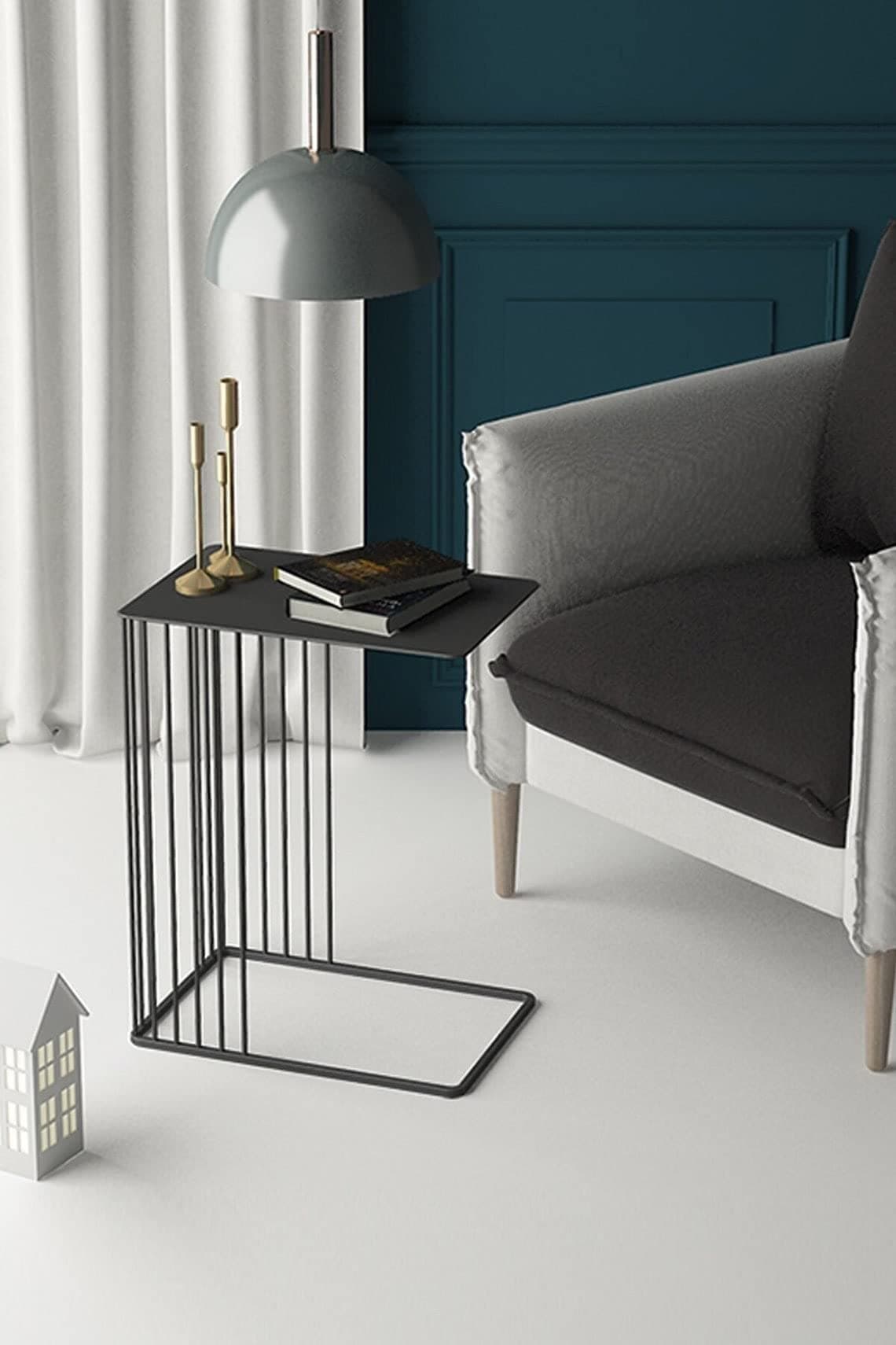 INDIAN DECOR 48394 Metal C Side Table, Coffee Table, Side Table, Drink Table - Black