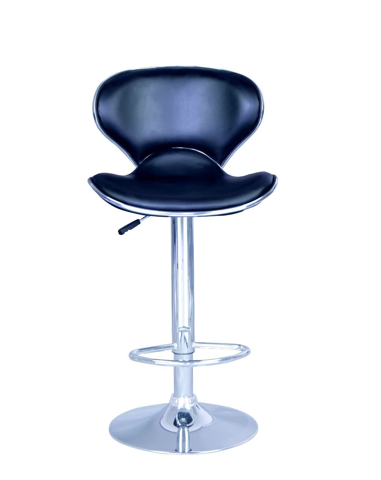 Allure Home Style - Set 2 Bar Stools Black PU Leather Modern Hydraulic Swivel Dinning Chair