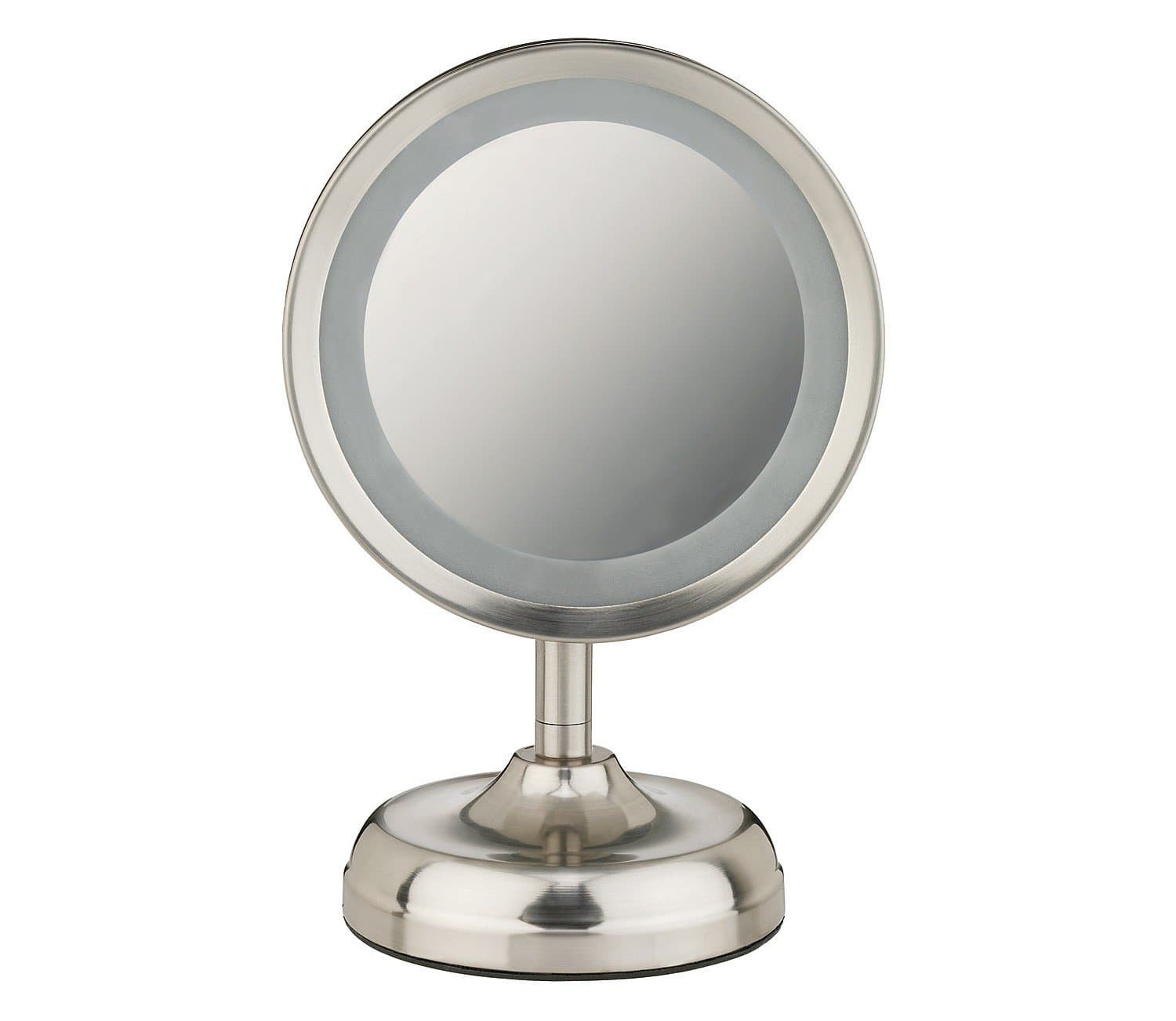 Conair Double-Sided Lighted Mirror, Satin Nickel Finish