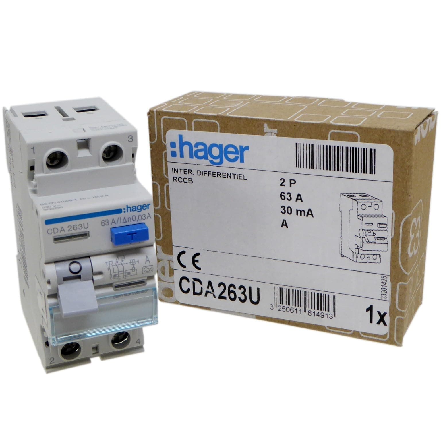 CDA263U 63A RCD 2 Pole 30mA