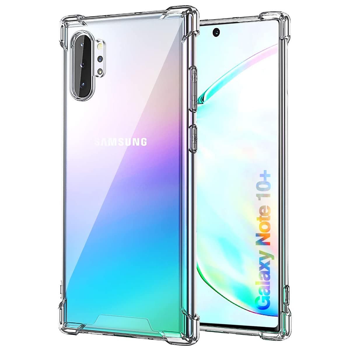 Case for Samsung Galaxy Note 10+ / Note 10 Plus Shockproof Bumper Protective Cover Hybrid Design Hard PC Back + Flexible TPU Raised Bezel Slim Fit with Airbags Corners Clear