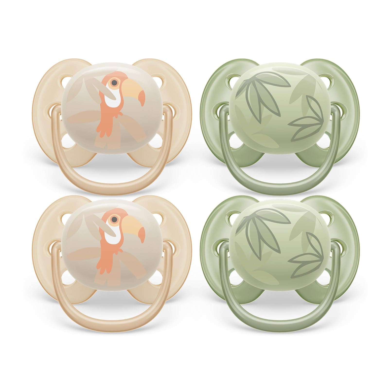 AVENT Philips Ultra Soft Pacifier - 4 x Soft and Flexible Baby Pacifiers for Babies Aged 0-6 Months, BPA Free with Sterilizer Carry Case, SCF091/24