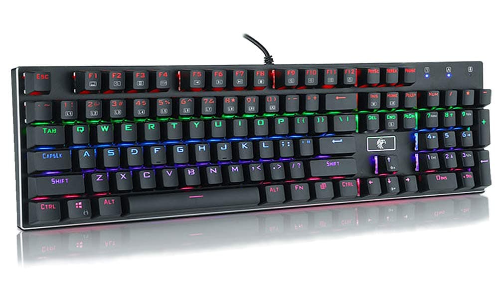 E Element Z-77 Multicolor Backlit Keys Mechanical Gaming Keyboard with Blue Switches - Replaceable Switches (Black(Colorful Version))