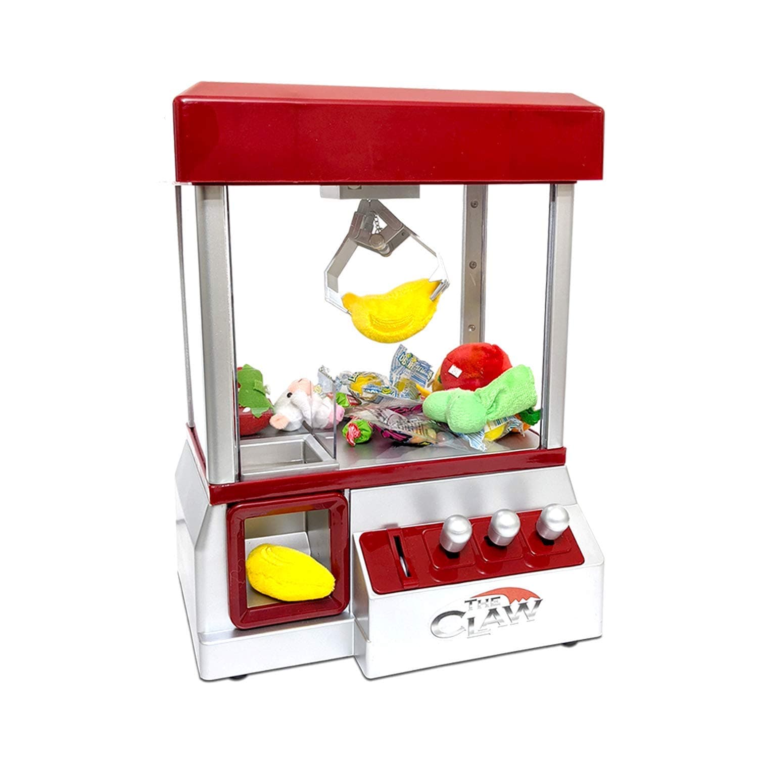 JSNY Lite-aid The Electronic Claw Game - Arcade Claw Machine - Red - All Ages - 1 Player - Manual Operation - Requires 3 'D' Batteries - Includes Crane Game, Plastic Coins, 30 Reusable Tokens