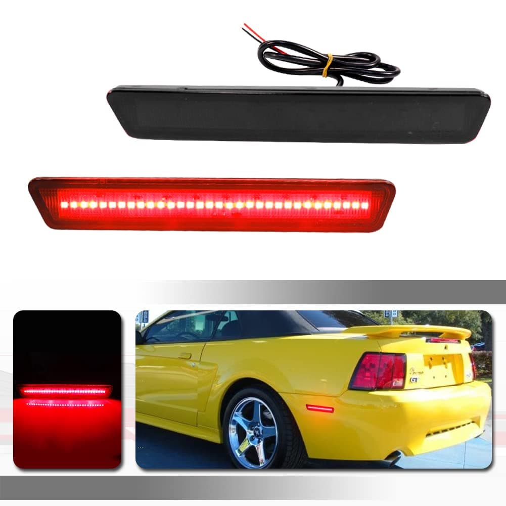 For 1999 2000 2001 2002 2003 2004 Mustang Rear bumper side marker Reflectors lights Smoked Lens Red LED lamps