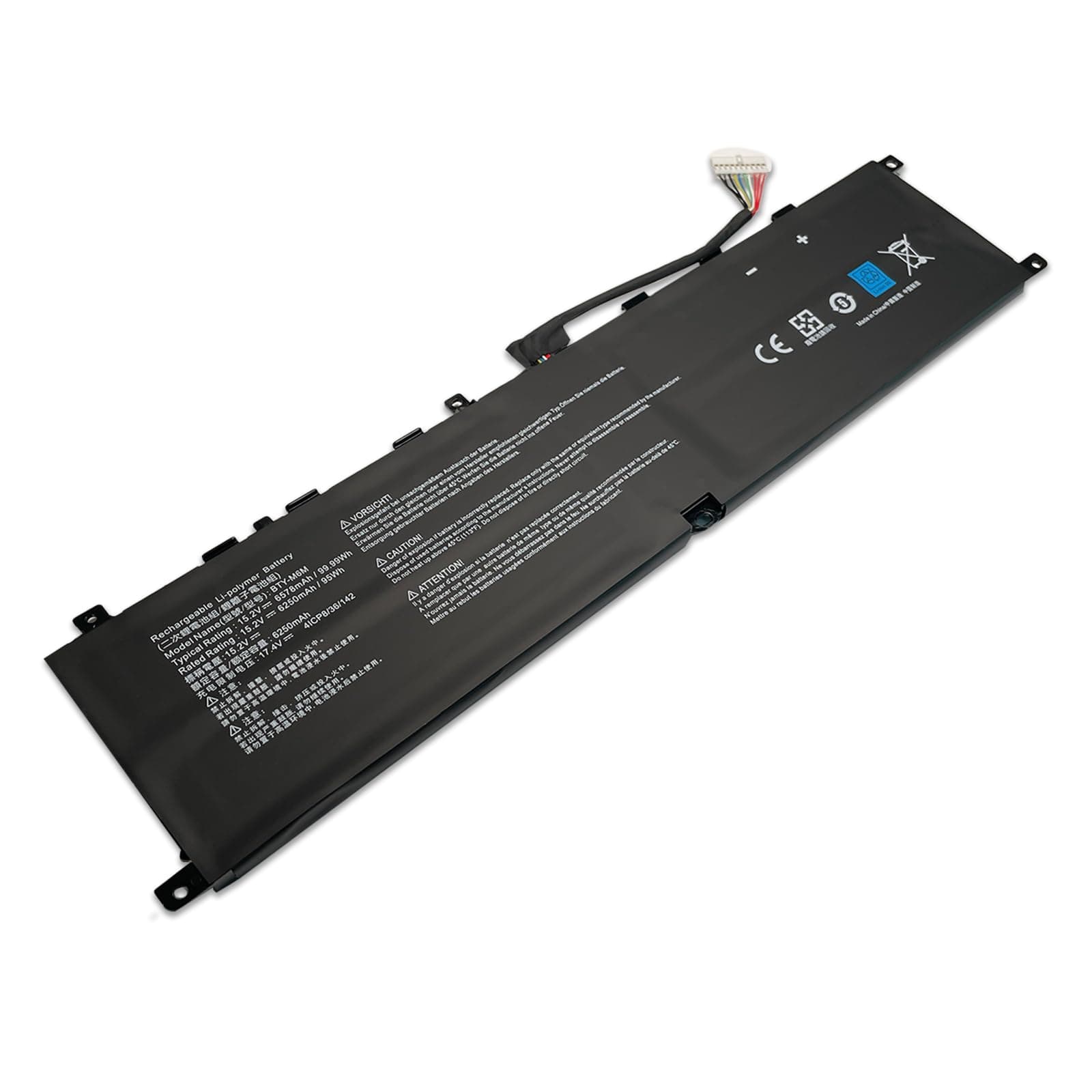 Hubei BTY-M6M Laptop Battery Replacement for MSI Creator 15 A10SD A10SF GS66 Stealth 10SFS 10SGS 10SE-045 10UG GE66 Raider 10SFS WS66 10TMT-207US GE76 Raider 10UH Series (15.2V 99Wh 6250mAh)