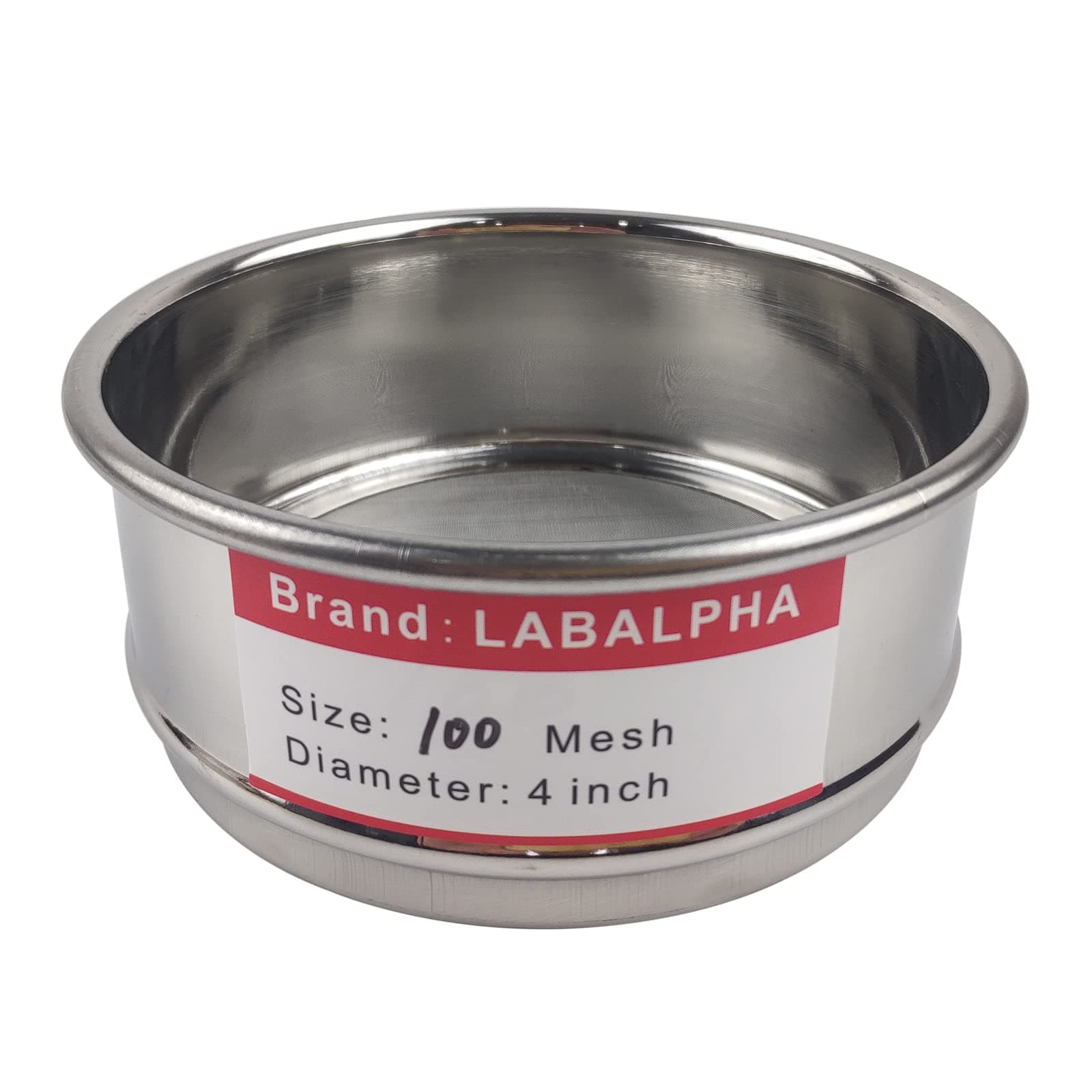 LABALPHA 100 Mesh Lab Sieves, Test Sieve #100 Mesh, 4'' Diameter, 304 Stainless Steel Wire Cloth (0.15mm)