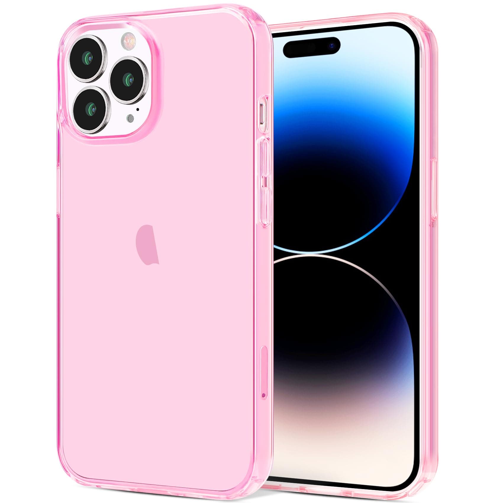 Compatible with iPhone 14 Pro Max Case Clear, Soft Shockproof Protective Slim Thin Bumper Cover Transparent Phone Cases Translucent Pink