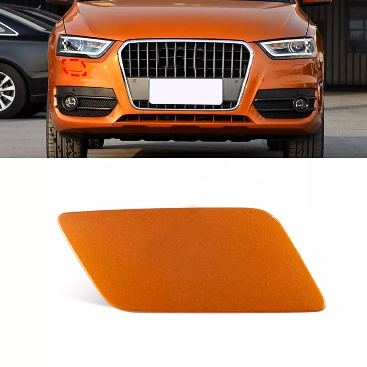 Front Bumper Headlight Washer Cover Cap for Audi Q3 2016 2017 2018 8U0955276E (Orange, Right)