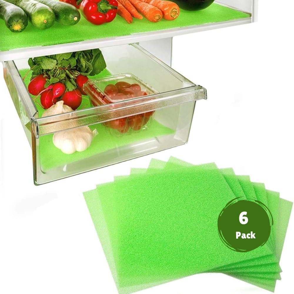 Dualplex Fruit & Veggie Life Extender Liner for Fridge Refrigerator Drawers (6 Pack) – Extends The Life of Your Produce & Prevents Spoilage, 12X15 Inches