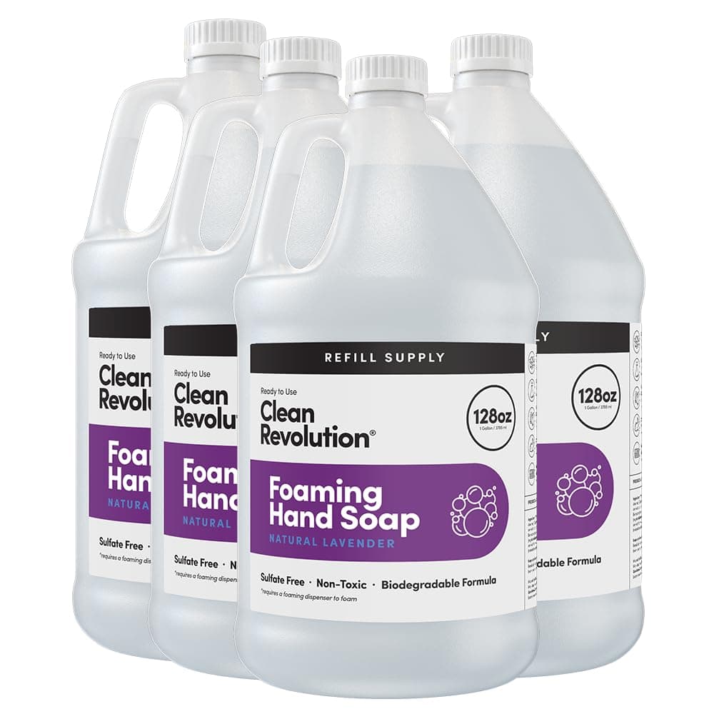 Foaming Hand Soap Refill Supply Container, Ready to Use Formula, Gluten Free, Natural Lavender Fragrance, 128 Fl. Oz, 4 Pack
