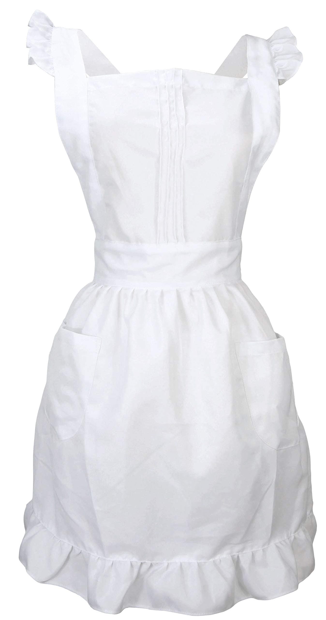LilMentsRetro Adjustable Ruffle Apron with Pockets, Small to Plus Size Ladies