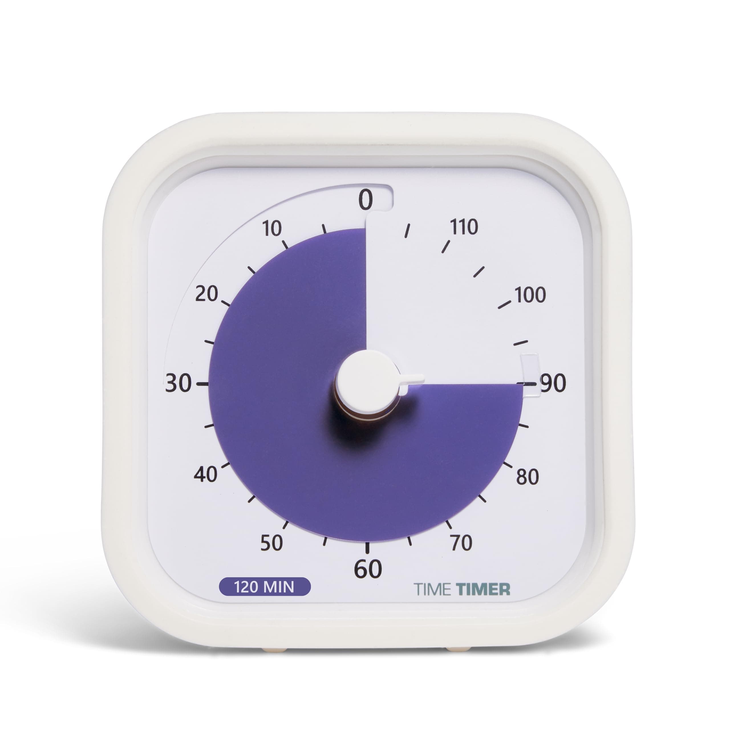 TIME TIMER 120 Minute MOD Education Edition — Visual Timer with Desktop Software for Kids Classroom Learning, Testing Timer, Study Tool and Office Meetings with Silent Operation (White - 120min)