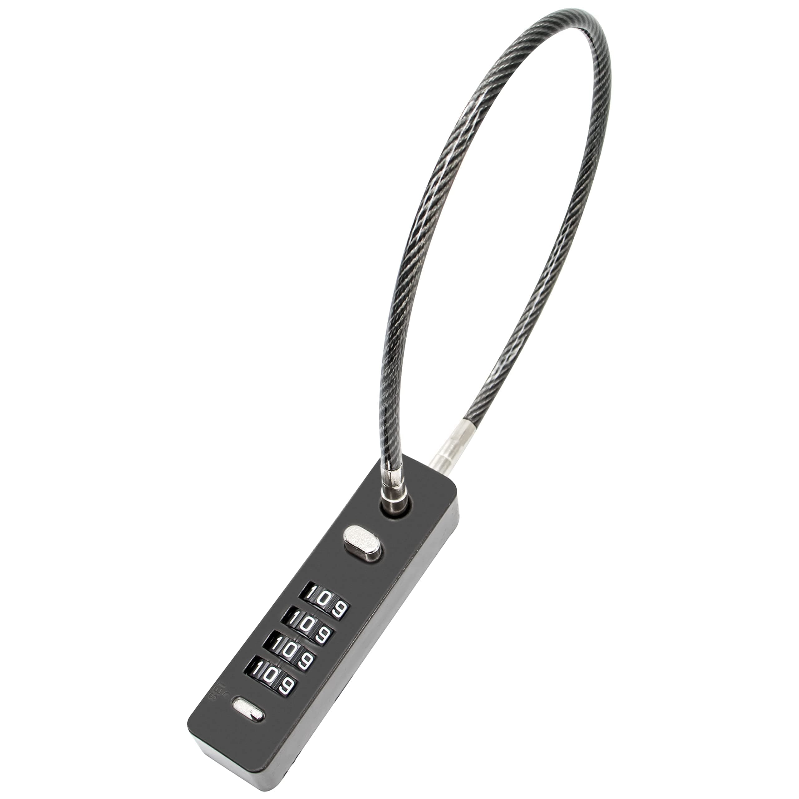 Combination Lock Cable Security Steel Cable Luggage Lock Weatherproof with Resettable Code, Braided Steel Coated Anti-Theft Cable Lock, Luggage Suitcase Gun Case Toolbox Helmet Gray (2.3Feet 5 mm)