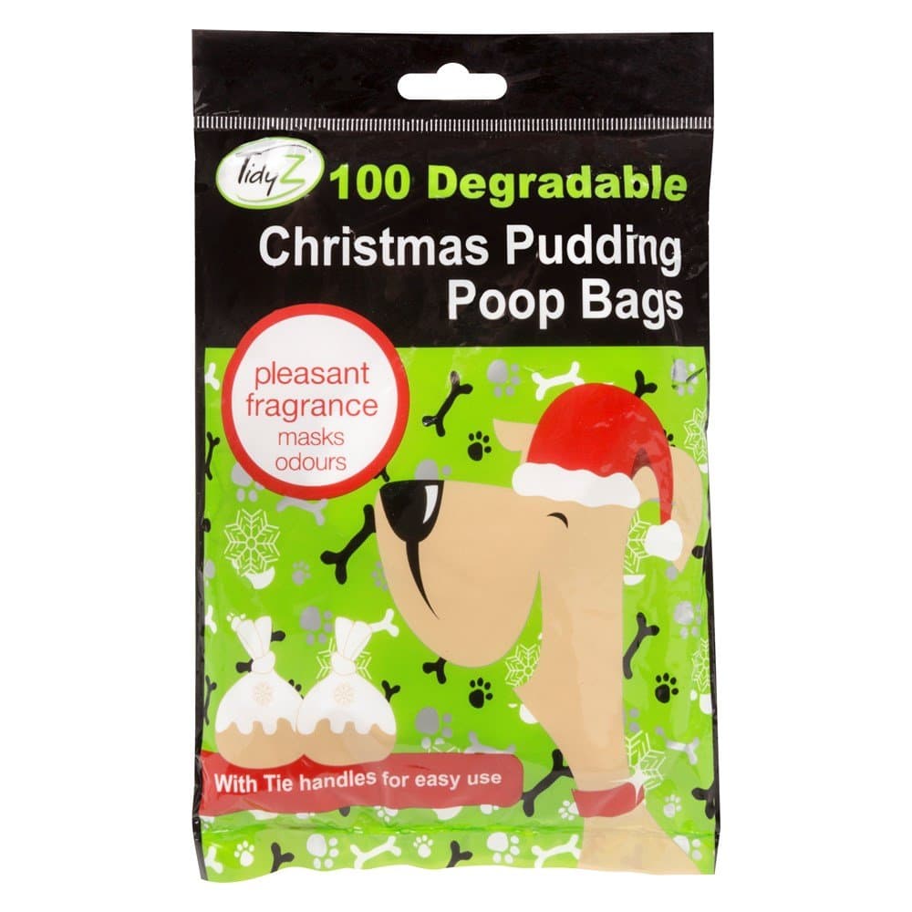100 Pack Christmas Pudding Dog Poo Bags