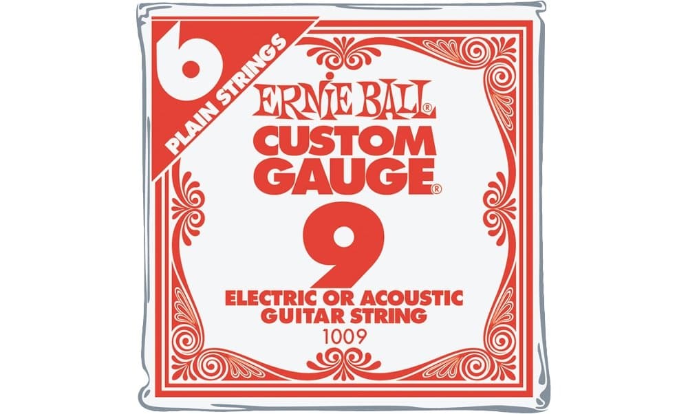 Ernie Ball Nickel Plain Single Guitar String .009 6-Pack